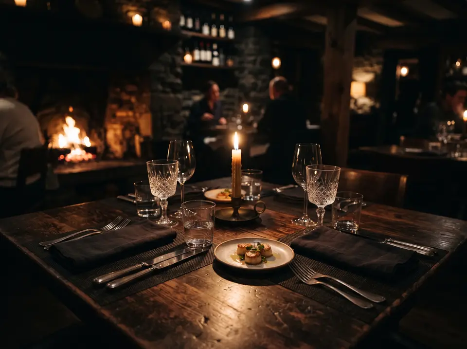 Gedeckter Tisch im Kerzenlicht